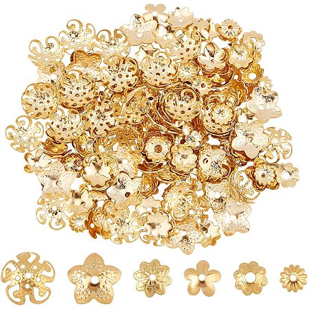 UNICRAFTALE About 180pcs 6 Sizes Bead Caps Spacer Bead Caps Stainless Steel Flower Bead Cap Spacers for Bracelet Necklace Jewelry Making 5-10mm Diameter Golden