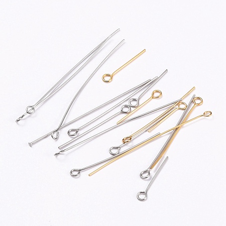 Honeyhandy Stainless Steel Eye Pins, Mixed Style, Mixed Color, 21 Gauge, 20~50x0.7mm, Hole: 1mm