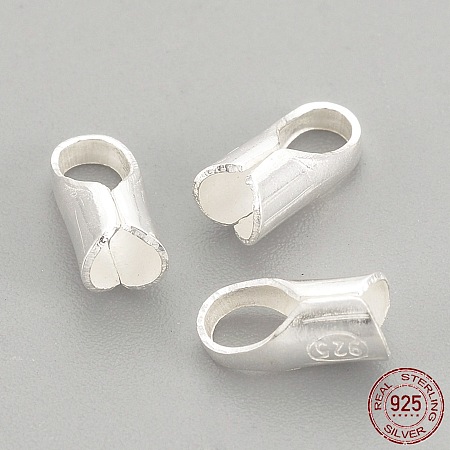 Honeyhandy 925 Sterling Silver Ends Caps, with 925 Stamp, Silver, 7x3mm, about 2mm inner diameter, Hole: 3x2mm