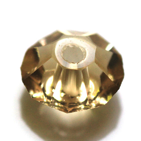 Honeyhandy Imitation Austrian Crystal Beads, Grade AAA, Faceted, Flat Round, Gold, 6x3.5mm, Hole: 0.7~0.9mm
