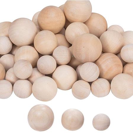 PandaHall Elite 53 pcs 3 Sizes Wood Craft Balls, 20mm 25mm 30mm Round Unfinished Natural Wooden Craft Ball for DIY Projects Arts Craft Supplies