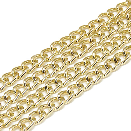 Honeyhandy Unwelded Aluminum Curb Chains, Light Gold, 7.5x5.5x1.4mm