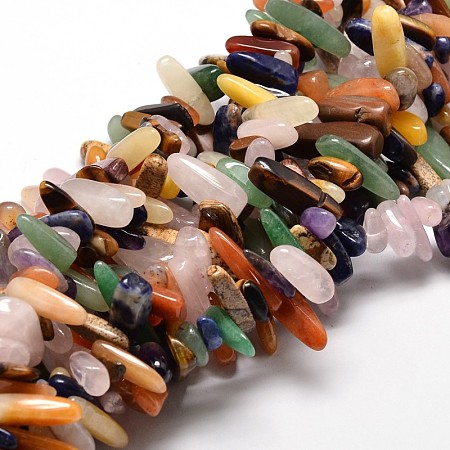 Honeyhandy Natural Mixed Stone Chip Beads Strands, 8~30x5~12mm, Hole: 1mm, about 15.3 inch~15.7 inch