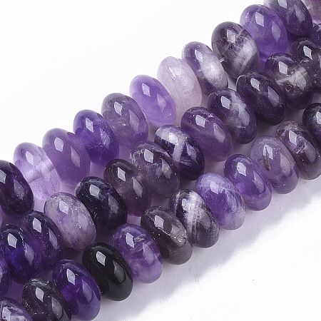 ARRICRAFT Natural Amethyst Beads Strands, Rondelle, 12x6~7.5mm, Hole: 1.2mm, about 61~62pcs/strand, 15.75 inch(40 cm)