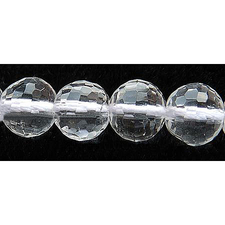 Honeyhandy Gemstone Beads Strands, Quartz Crystal, Faceted(128 Facets), Round, 10mm, Hole: 1mm