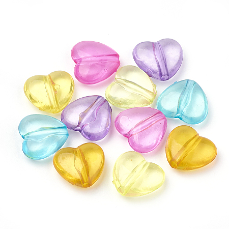 Honeyhandy Transparent Acrylic Beads, Heart, Mixed Color, 11.5x12.5x5mm, Hole: 1.5mm