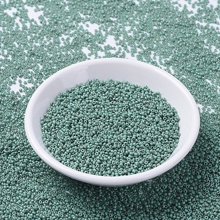 MIYUKI Round Rocailles Beads, Japanese Seed Beads, (RR2028) Matte Opaque Sea Foam Luster, 11/0, 2x1.3mm, Hole: 0.8mm, about 1111pcs/10g