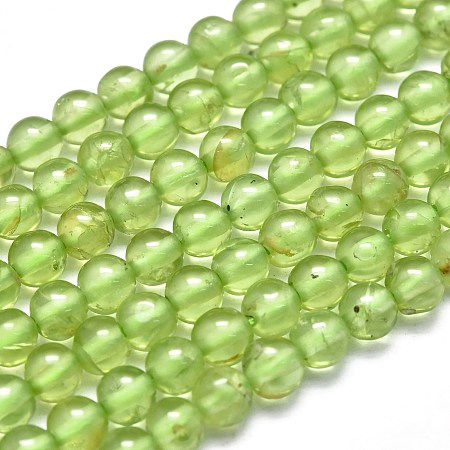 Arricraft Natural Peridot Beads Strands, Round, 4~4.5mm, Hole: 0.5mm, about 102pcs/Strand, 15.35 inches(39cm)