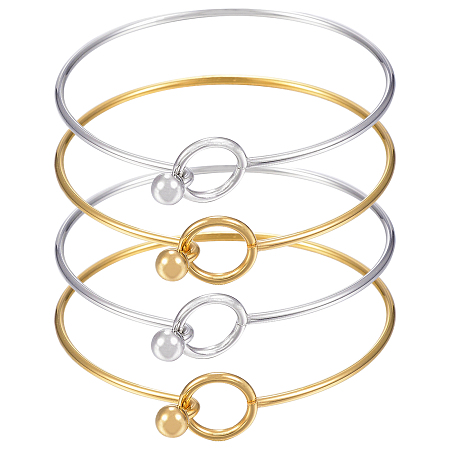 Unicraftale 304 Stainless Steel Bangle, Golden & Stainless Steel Color, 2-3/8 inches(6cm); 2 colors, 3pcs/color, 6pcs/box