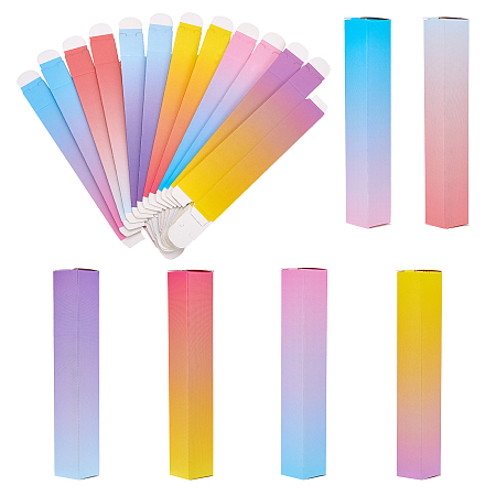 Gradient Color Paper Gift Boxes, for Spray Bottle, Rectangle, Mixed Color, Finished Product: 1.7x1.7x10.3cm, 6 colors, 10pcs/color, 60pcs/set