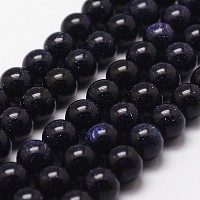 Arricraft Blue Goldstone Beads Strands, Round, 6mm, Hole: 1mm, about 68pcs/strand, 15 inches