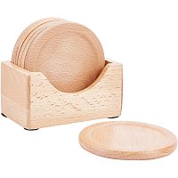 Arricraft 6pcs/Set Wooden Cup Mats Set Coffee Coaster Coaster Set Beer Coaster with Stroage Chassis Natural and Organic Dinner Decor Centerpiece for Home Office Table 67x110x98mm