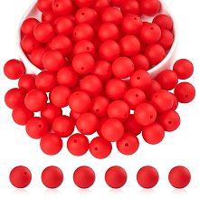 100Pcs Silicone Beads Round Rubber Bead 15MM Loose Spacer Beads for DIY Supplies Jewelry Keychain Making, Red, 15mm