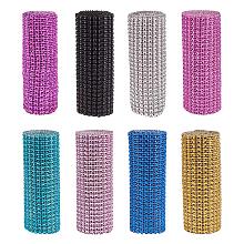 BENECREAT 8 Rolls 24 Row Diamond Rhinestone Ribbon 4.75" x 1 Yard Sparkling Mesh Ribbon for Arts & Crafts, Event Decorations - Mixed Color