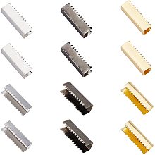 Pandahall Elite 120pcs 3 Colors 20x8mm Belt Buckle End Tip Ribbon Crimp Ends Crimp End Findings for Webbing Belt Student Belt Clip Repair Belt Ending