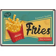 CREATCABIN French Fries Tin Sign Metal Food Sign Vintage Funny Sign for Home Coffee Restaurant Bar Sign, 12 x 8 Inch