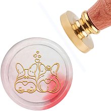 CRASPIRE Wax Seal Stamp Corgi Vintage Sealing Wax Stamps Love 30mm Removable Brass Head Sealing Stamp with Wooden Handle for Wedding Invitations Gift Wrap Valentine's Day Thanksgiving