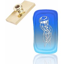 CRASPIRE Wax Seal Stamp Head Jellyfish Ocean Themed Rectangle Sealing Wax Stamp Head Only Removable Brass Seal Head for Wedding Invitation Envelopes Halloween Christmas Xmas Party Card Gift Packing