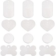 BENECREAT 32 Packs Large Round Blanks Rectangle Heart Stamping Blanks Bone Shape Dog Tags with Plastic Storage Box for Metal Stamping and Jewelry Making