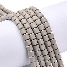 Honeyhandy Handmade Polymer Clay Bead Strands, Column, Silver, 6.5x6mm, Hole: 1.2mm, about 61pcs/strand, 15.75 inch(40cm)