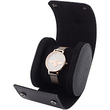 BENECREAT Black Leather Watch Storage Box, Single Watch Storage with Suede Lining for Travel, Home Storage, Business Trips, Father's Day Gifts