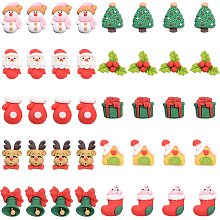 SUNNYCLUE 40Pcs 10 Styles Christmas Theme Resin Cabochons Flatback Charms Embellishment Xmas Santa Claus Cabochon Wreath Slime Charms Elk for DIY Jewelry Making Scrapbooking Craft Supplies Decorations