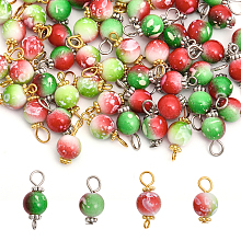 CHGCRAFT DIY Jewelry Making Finding Kit, Including Spray Painted Resin Round Beaded Charms & Link Connectors, Colorful, 80Pcs/box