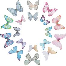 SUNNYCLUE 1 Box 180Pcs 18 Style Fabric Butterfly Wing Charms Organza Butterflies Insect Charms for Jewelry Making Polyester Imitation Butterfly Wings Earring Necklace Supplies Hair Clip Decoration