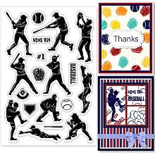 GLOBLELAND Baseball Clear Stamps Baseball Player Silicone Stamps Sports Theme Transparent Rubber Seal Stamps for Card Making DIY Scrapbooking Crafting Photo Album Journal Decor