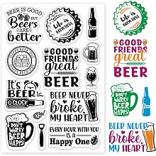 GLOBLELAND Beer Happy Clear Stamps for DIY Scrapbooking Blessings Words Silicone Clear Stamp Seals for Cards Making Photo Album Journal Home Decoration