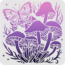 FINGERINSPIRE Mushrooms Stencils for Painting 11.8x11.8inch Reusable Butterfly Drawing Stencil Magic Crystal Stencil for Painting on Wood, Tile, Paper, Fabric, Floor and Wal