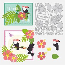 BENECREAT 4.5x4" Toucan Bird Cutting Dies Flower Branches Leaf Cut Stencils for DIY Scrapbooking Embossing Card Making