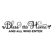 SUPERDANT PVC Wall Stickers, for Home Living Room Bedroom Decoration, Black, Word Bless This Home And All Who Enter, Word, 1020x280mm