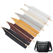 WADORN 6Pcs 6 Colors Zinc Alloy Zipper, with PU Leather Frame, for Crochet Purse Making, Mixed Color, 24x5.25x0.3cm, 1pc/color