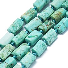 Honeyhandy Natural Peruvian Turquoise(Jasper) Beads Strands, Nuggets, 6~12x6~7mm, Hole: 0.8mm, about 26~35pcs/strand, 15.55''~16.14''(39.5~41cm)