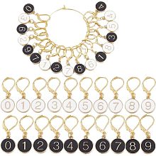 SUNNYCLUE 1 Box 20Pcs Number 1~9 Stitch Markers Charms Crochet Enamel Cute Removable Clip on Leverback Clasp Charm Locking Metal Knitting Markers for Weaving Sewing Knit Quilting DIY Zipper Pull