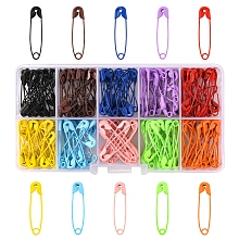 200Pcs 10 Colors Spray Painted Iron Safety Pins, Cadmium Free & Nickel Free & Lead Free, Mixed Color, 30~31x7x2.5mm, 20pcs/color