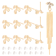 BENECREAT 16pcs Leaf Earring Studs, Leaves Earring Findings with Vertical Loops and 40Pcs Plastic Ear Nuts for Earring Making Supplies 0.4x0.45 inch, Hole: 1mm