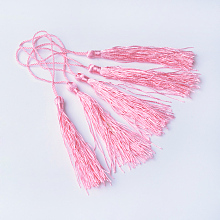 Honeyhandy Polyester Tassel Decorations, Pendant Decorations, Pink, 130x6mm, Tassel: 70~90mm