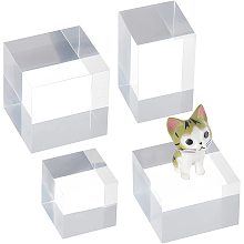 OLYCRAFT 4PCS Clear Acrylic Cube Acrylic Jewelry Display Bases Clear Polished Acrylic Display Cuboid Acrylic Display Block for Ring Jewelry Display - 4 Sizes