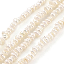 Natural Keshi Pearl Cultured Freshwater Pearl Beads Strands, Baroque Pearls, Grade 4A, Nuggets, Antique White, 2.5~3mm, Hole: 0.3mm, about 129pcs/strand, 7.09 inch(18cm)