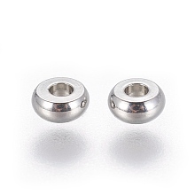 Honeyhandy Rondelle 304 Stainless Steel Beads, Stainless Steel Color, 6x3mm, Hole: 2mm