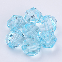 Honeyhandy Transparent Acrylic Beads, Faceted, Round, Light Cyan, 6x5.5mm, Hole: 1.3mm, about 4500pcs/500g