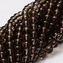 Honeyhandy Natural Smoky Quartz Round Beads Strands, 6mm, Hole: 1mm, about 62pcs/strand, 15.7 inch