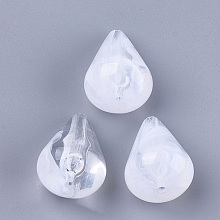 Honeyhandy Acrylic Beads, Imitation Gemstone, teardrop, Clear & White, 25.5x17.5mm, Hole: 2mm