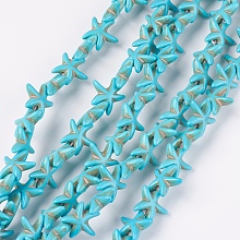 Arricraft Synthetic Turquoise Beads Strands, Starfish/Sea Stars, Dyed & Heated, Deep Sky Blue, 14~15x14~15x5mm, Hole: 1.5mm, about 36~38pcs/strand, 14.57 inches~14.96 inches(37~38cm)