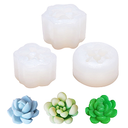 Gorgecraft Silicone Molds, Resin Casting Molds, For UV Resin, Epoxy Resin Jewelry Making, Plant, Clear, 56x56x38mm/62x29mm/54x52x33mm; 3pcs/set