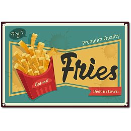 CREATCABIN French Fries Tin Sign Metal Food Sign Vintage Funny Sign for Home Coffee Restaurant Bar Sign, 12 x 8 Inch