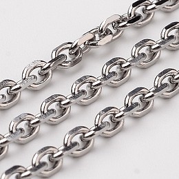 Honeyhandy 304 Stainless Steel Cable Chains, Diamond Cut Chains, Soldered, Faceted, with Spool, Oval, Stainless Steel Color, 3.9x2.9x0.8mm, about 32.8 Feet(10m)/roll