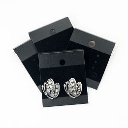 Honeyhandy PVC Display Cards, with Velet, for Earring, Rectangle, Black, 5.2x4.3cm